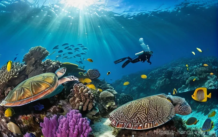 온두라스 로아탄 다이빙 명소 - A vibrant underwater scene capturing the serene beauty of Roatan's West Bay Wall. The water is cryst...