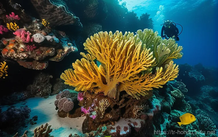 온두라스 로아탄 다이빙 명소 - A vibrant underwater scene capturing the serene beauty of Roatan's West Bay Wall. The water is cryst... 온두라스 로아탄 다이빙 명소 - A vibrant underwater scene capturing the serene beauty of Roatan's West Bay Wall. The water is cryst...